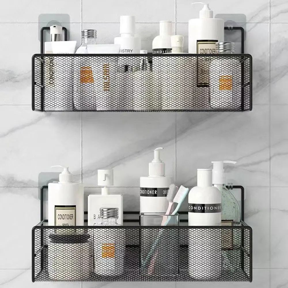 Router Rack TV Set-top Box Organizer Self-adhesive Shelf Wall-mounted No-drill Storage Box-HL044